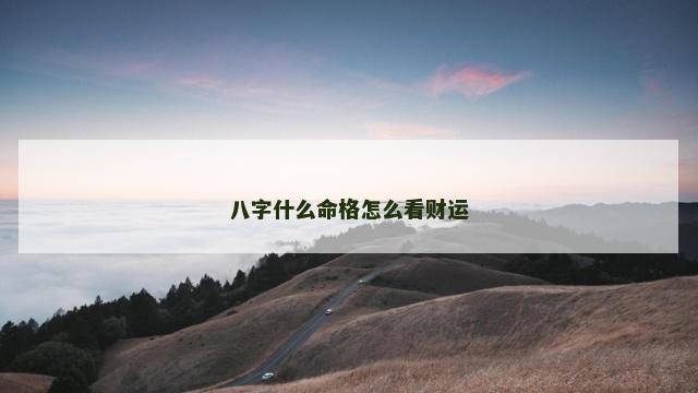 八字什么命格怎么看财运