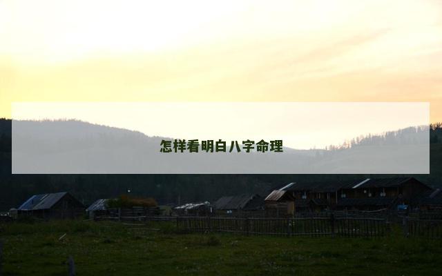 怎样看明白八字命理