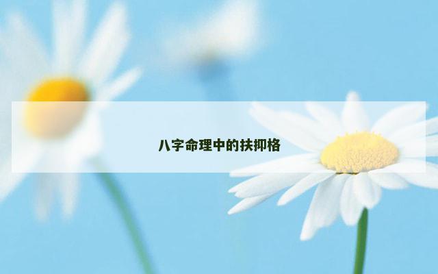 八字命理中的扶抑格