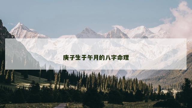 庚子生于午月的八字命理