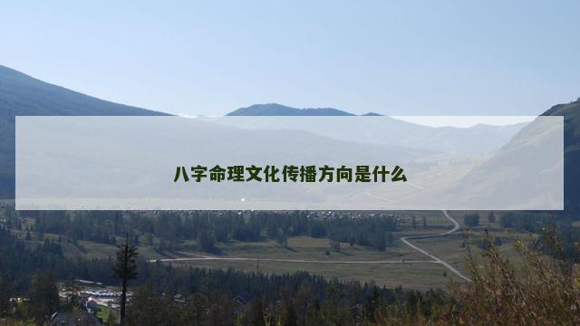 八字命理文化传播方向是什么