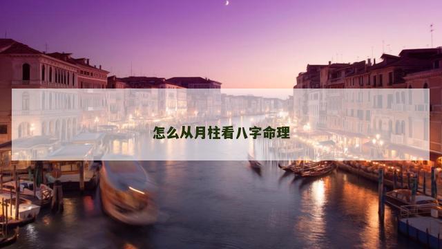 怎么从月柱看八字命理
