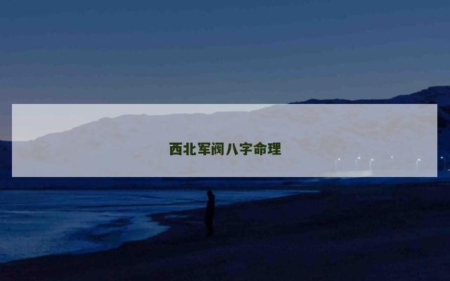 西北军阀八字命理