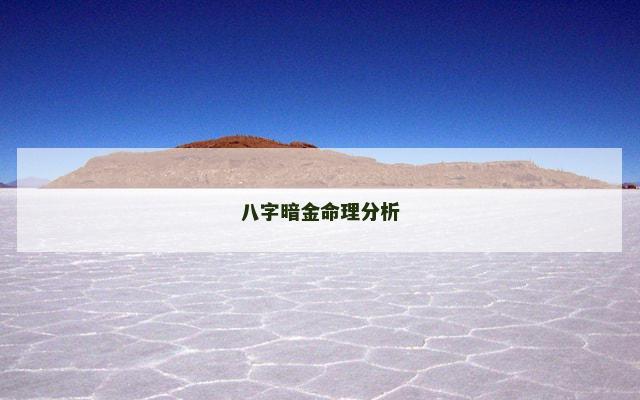 八字暗金命理分析