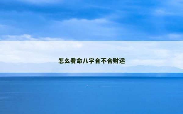 怎么看命八字合不合财运