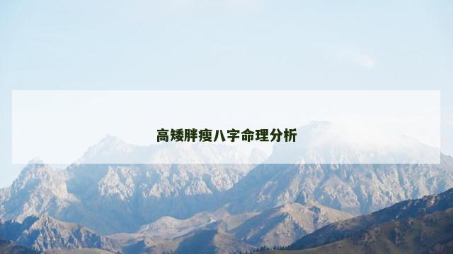 高矮胖瘦八字命理分析