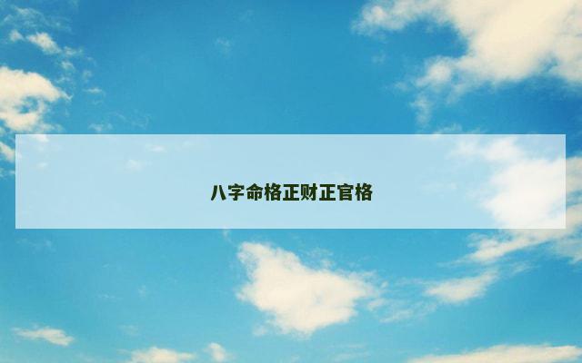 八字命格正财正官格