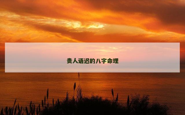 贵人语迟的八字命理