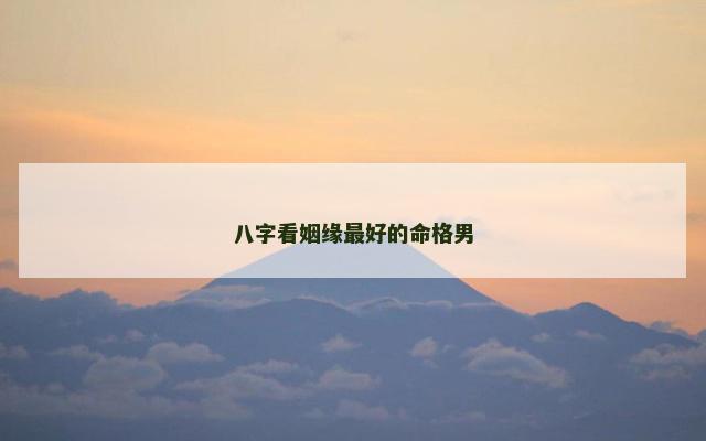 八字看姻缘最好的命格男