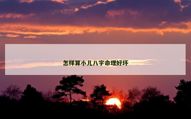 怎样算小儿八字命理好坏