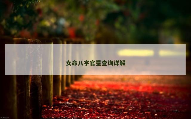女命八字官星查询详解