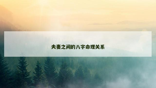 夫妻之间的八字命理关系