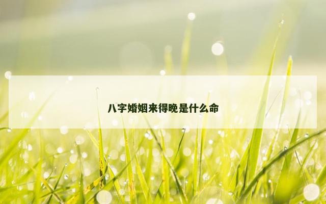 八字婚姻来得晚是什么命